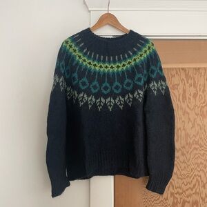 Fairisle wool and alpaca sweater by Toast in navy and green
